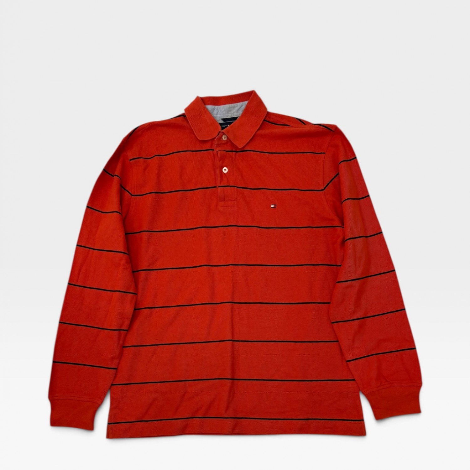 Tommy Hilfiger Classic Striped Rugby Polo Shirt Red